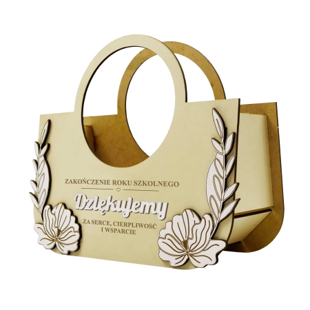 Prezent na Zakończenie roku wyjątkowa personalizowana torebka flowerbox na słodycze na kwiaty gotowy prezent